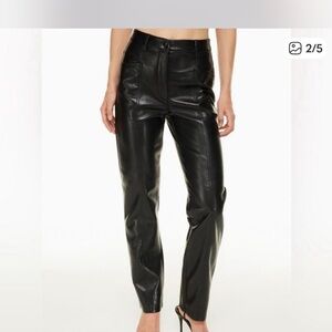 Wilfred Black Faux Leather Straight-Leg Pants